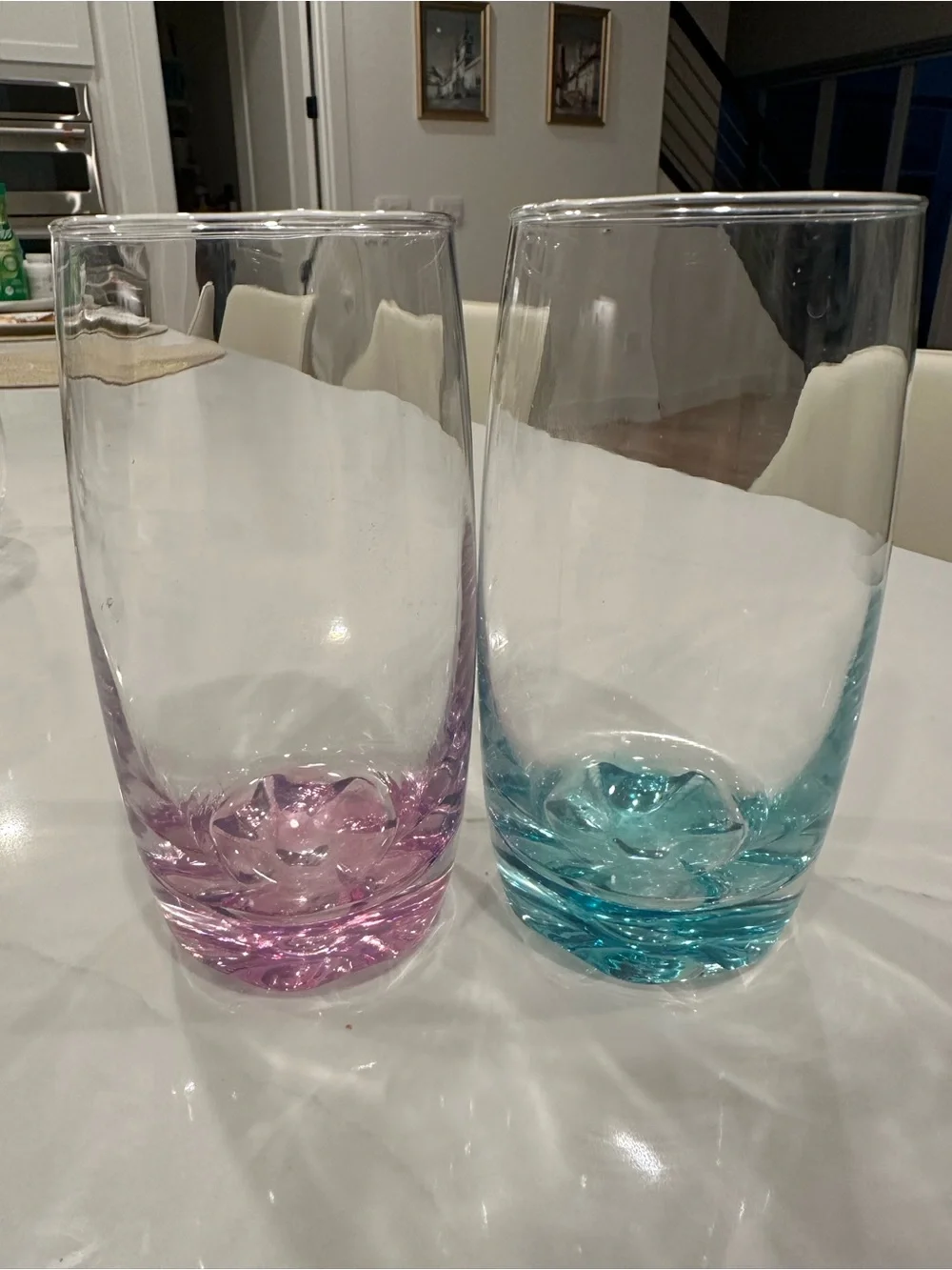 Colored Base Glass Tumbler - purple and Blue (Set of 2)